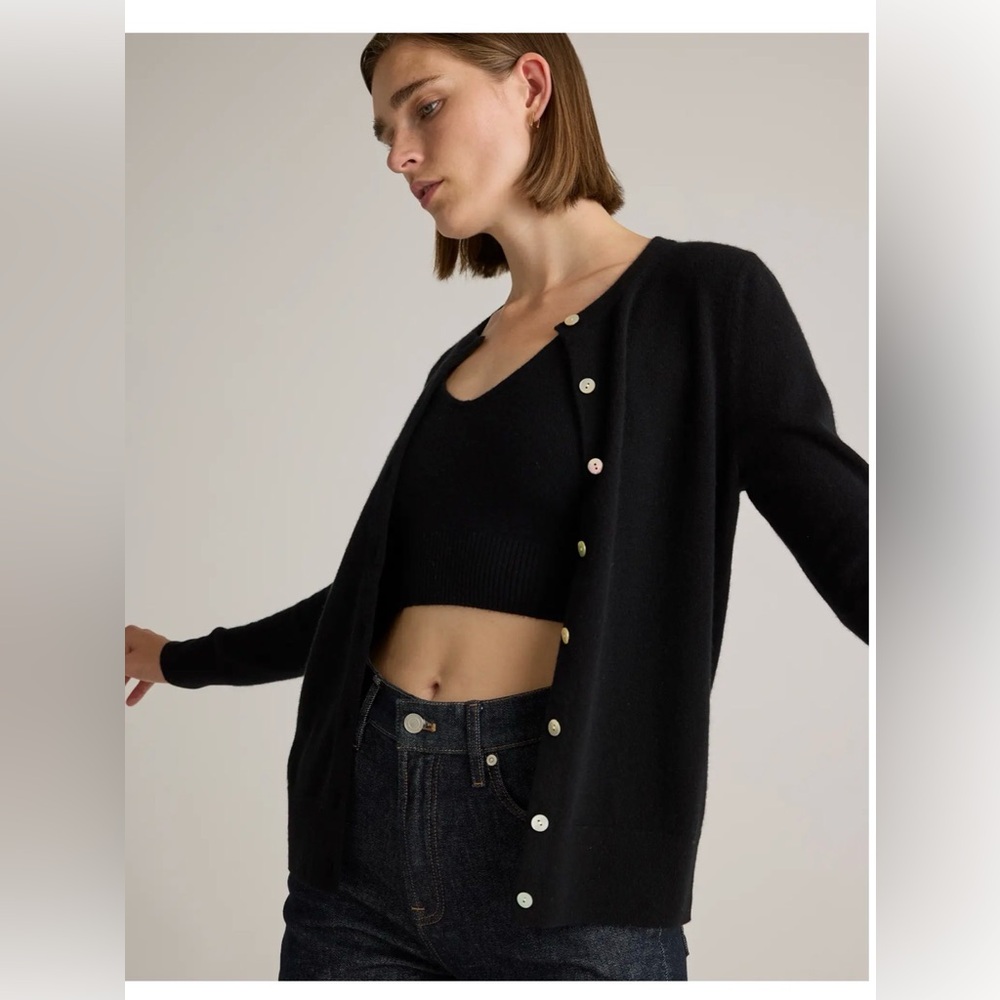 Quince Mongolian Cashmere Cardigan Black , size Small - Picture 5 of 11